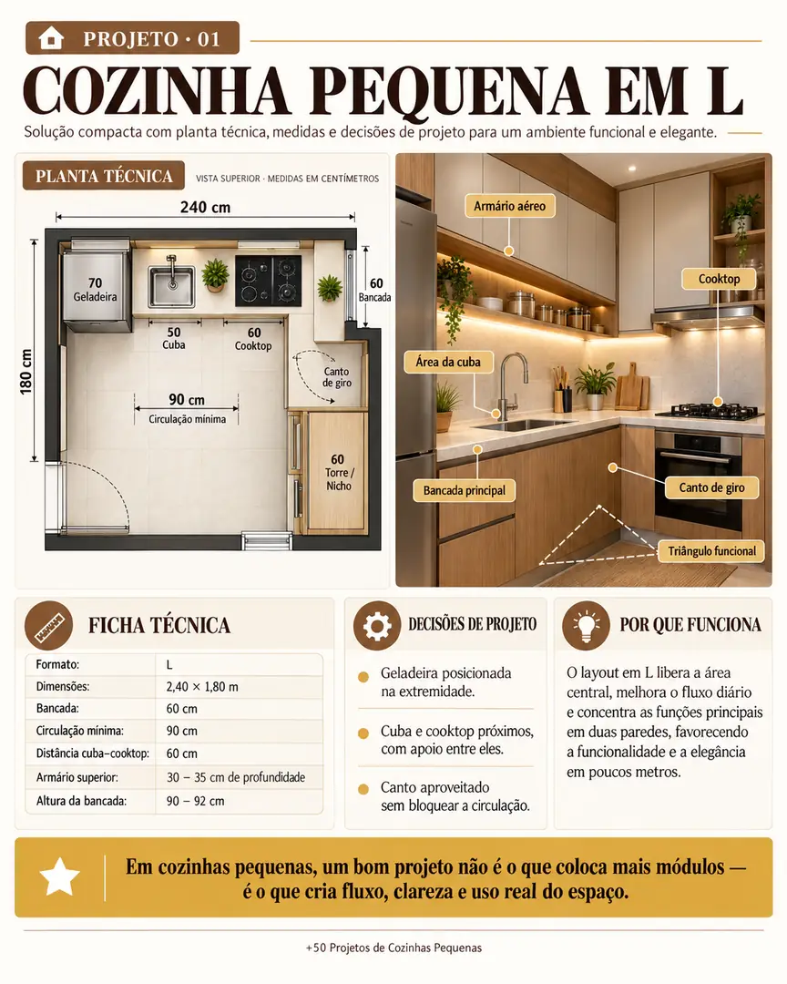 +50 Projetos de Cozinhas Pequenas e Planejadas com Medidas — imagem 1